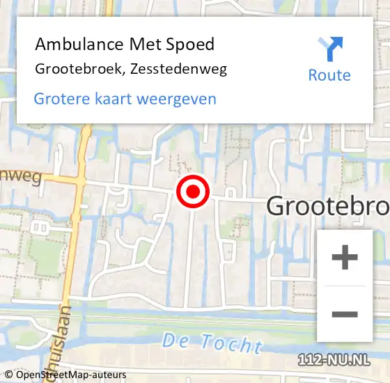Locatie op kaart van de 112 melding: Ambulance Met Spoed Naar Grootebroek, Zesstedenweg op 24 september 2018 18:01