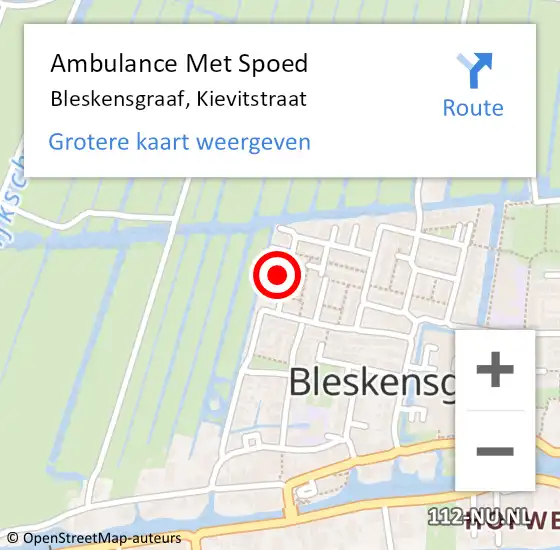 Locatie op kaart van de 112 melding: Ambulance Met Spoed Naar Bleskensgraaf, Kievitstraat op 24 september 2018 18:06