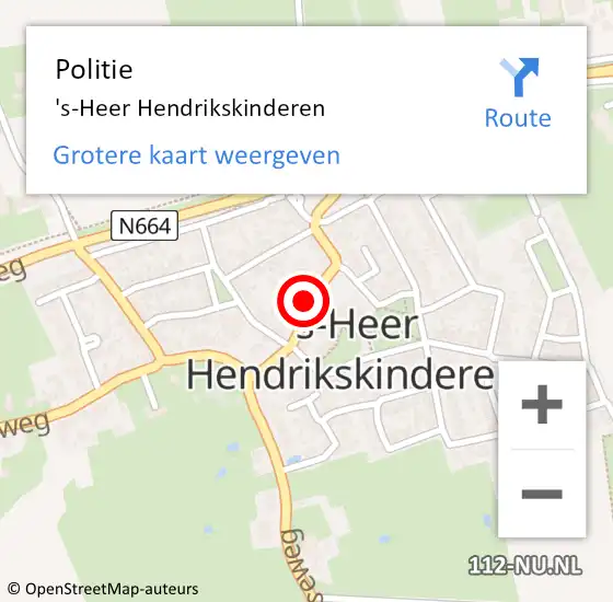 Locatie op kaart van de 112 melding: Politie 's-Heer Hendrikskinderen op 24 september 2018 18:21