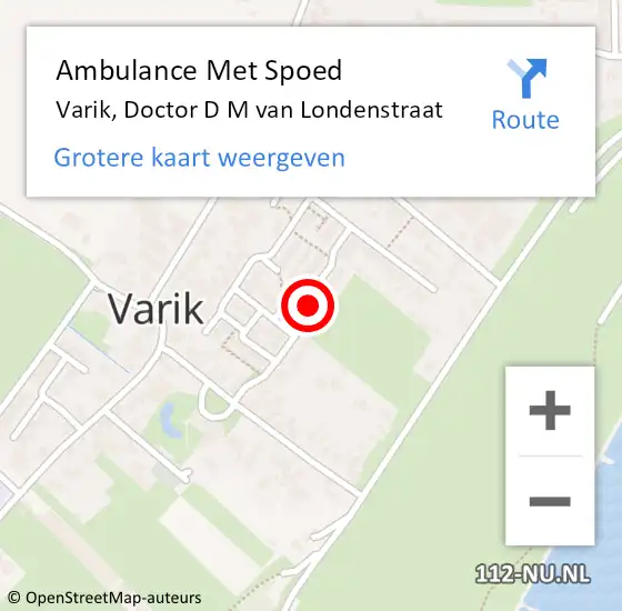 Locatie op kaart van de 112 melding: Ambulance Met Spoed Naar Varik, Doctor D M van Londenstraat op 24 september 2018 18:42