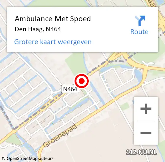 Locatie op kaart van de 112 melding: Ambulance Met Spoed Naar Den Haag, N464 op 24 september 2018 21:11