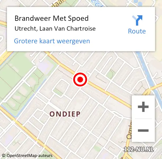 Locatie op kaart van de 112 melding: Brandweer Met Spoed Naar Utrecht, Laan Van Chartroise op 24 september 2018 21:28