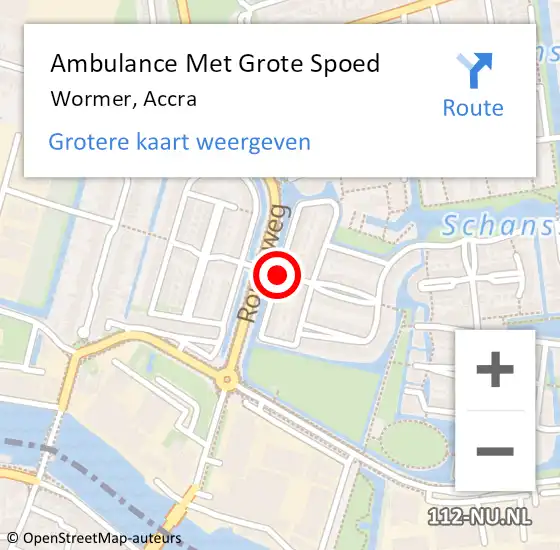 Locatie op kaart van de 112 melding: Ambulance Met Grote Spoed Naar Wormer, Accra op 24 september 2018 23:04