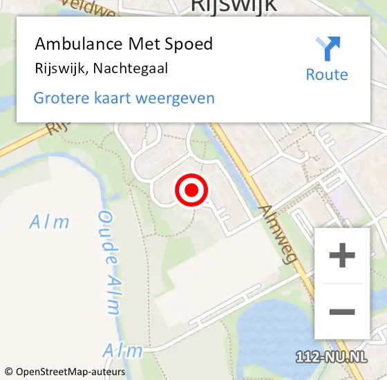 Locatie op kaart van de 112 melding: Ambulance Met Spoed Naar Rijswijk, Nachtegaal op 25 september 2018 00:20