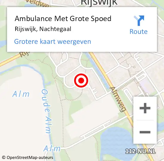 Locatie op kaart van de 112 melding: Ambulance Met Grote Spoed Naar Rijswijk, Nachtegaal op 25 september 2018 00:22