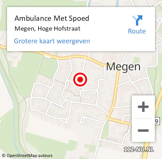 Locatie op kaart van de 112 melding: Ambulance Met Spoed Naar Megen, Hoge Hofstraat op 25 september 2018 00:30