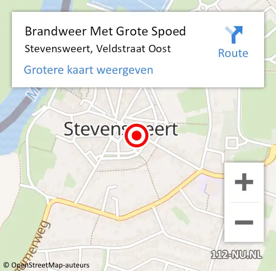 Locatie op kaart van de 112 melding: Brandweer Met Grote Spoed Naar Stevensweert, Veldstraat Oost op 25 september 2018 02:22