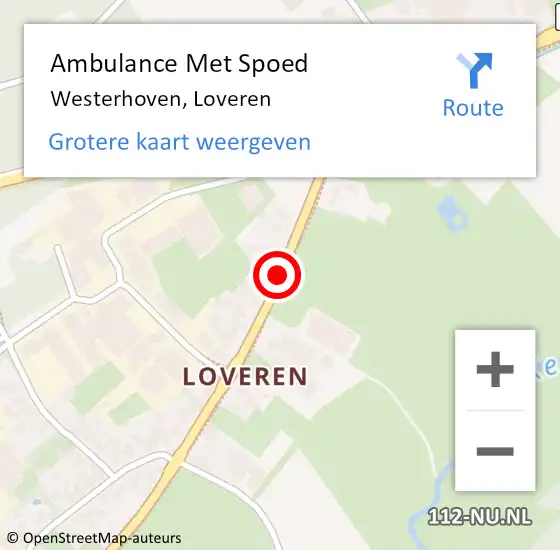 Locatie op kaart van de 112 melding: Ambulance Met Spoed Naar Westerhoven, Loveren op 25 september 2018 03:03