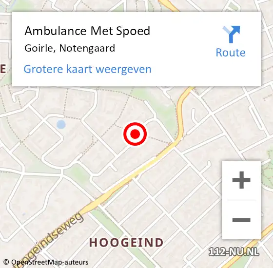 Locatie op kaart van de 112 melding: Ambulance Met Spoed Naar Goirle, Notengaard op 25 september 2018 04:45