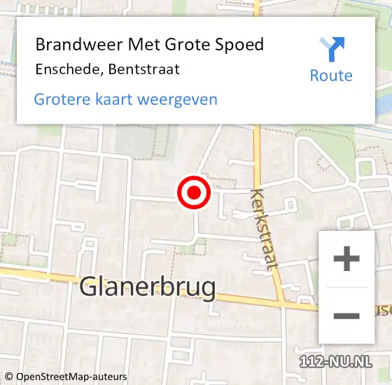 Locatie op kaart van de 112 melding: Brandweer Met Grote Spoed Naar Enschede, Bentstraat op 25 september 2018 07:03