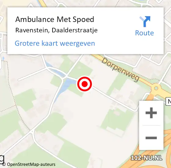 Locatie op kaart van de 112 melding: Ambulance Met Spoed Naar Ravenstein, Daalderstraatje op 25 september 2018 07:03