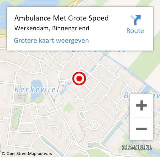 Locatie op kaart van de 112 melding: Ambulance Met Grote Spoed Naar Werkendam, Binnengriend op 25 september 2018 07:06