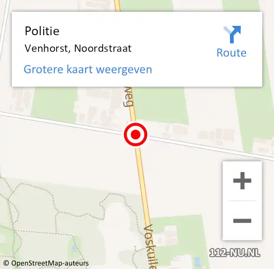 Locatie op kaart van de 112 melding: Politie Venhorst, Noordstraat op 25 september 2018 08:01