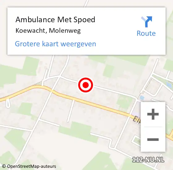 Locatie op kaart van de 112 melding: Ambulance Met Spoed Naar Koewacht, Molenweg op 25 september 2018 08:05