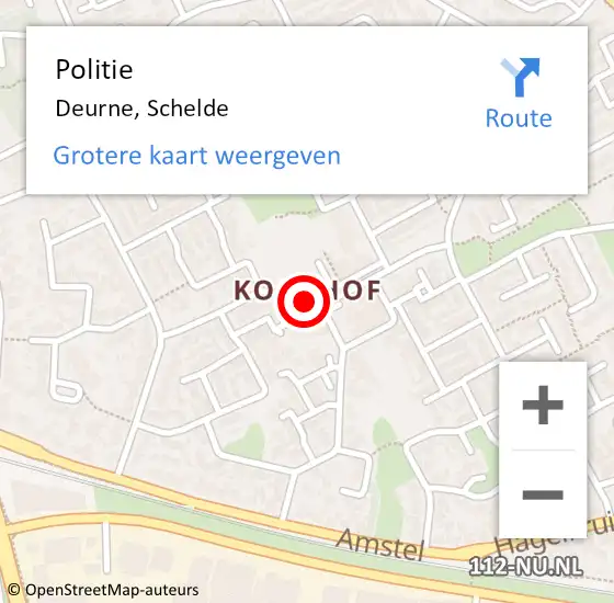 Locatie op kaart van de 112 melding: Politie Deurne, Schelde op 25 september 2018 08:35