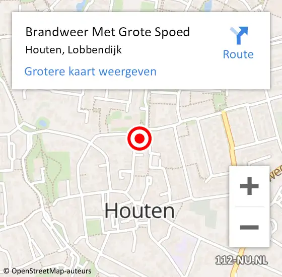 Locatie op kaart van de 112 melding: Brandweer Met Grote Spoed Naar Houten, Lobbendijk op 25 september 2018 08:37