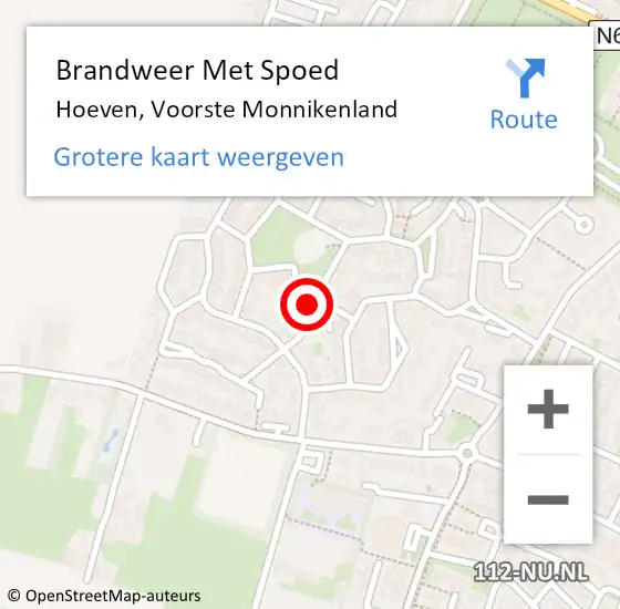 Locatie op kaart van de 112 melding: Brandweer Met Spoed Naar Hoeven, Voorste Monnikenland op 24 september 2013 22:12