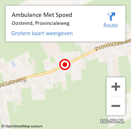 Locatie op kaart van de 112 melding: Ambulance Met Spoed Naar Oosteind, Provincialeweg op 25 september 2018 09:36