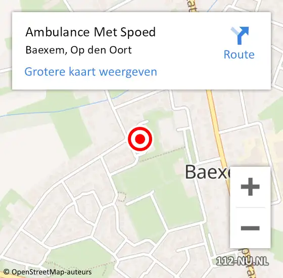 Locatie op kaart van de 112 melding: Ambulance Met Spoed Naar Baexem, Op den Oort op 25 september 2018 10:04