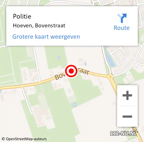 Locatie op kaart van de 112 melding: Politie Hoeven, Bovenstraat op 25 september 2018 10:59