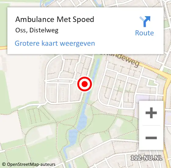 Locatie op kaart van de 112 melding: Ambulance Met Spoed Naar Oss, Distelweg op 25 september 2018 12:05