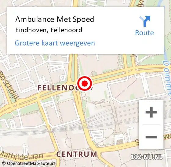 Locatie op kaart van de 112 melding: Ambulance Met Spoed Naar Eindhoven, Fellenoord op 25 september 2018 12:47