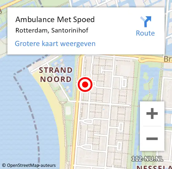 Locatie op kaart van de 112 melding: Ambulance Met Spoed Naar Rotterdam, Santorinihof op 25 september 2018 14:17