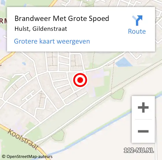 Locatie op kaart van de 112 melding: Brandweer Met Grote Spoed Naar Hulst, Gildenstraat op 25 september 2018 14:32