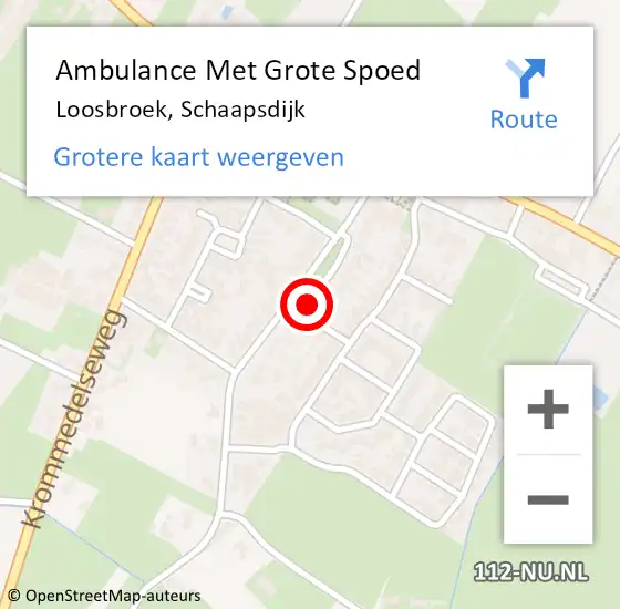 Locatie op kaart van de 112 melding: Ambulance Met Grote Spoed Naar Loosbroek, Schaapsdijk op 25 september 2018 14:41