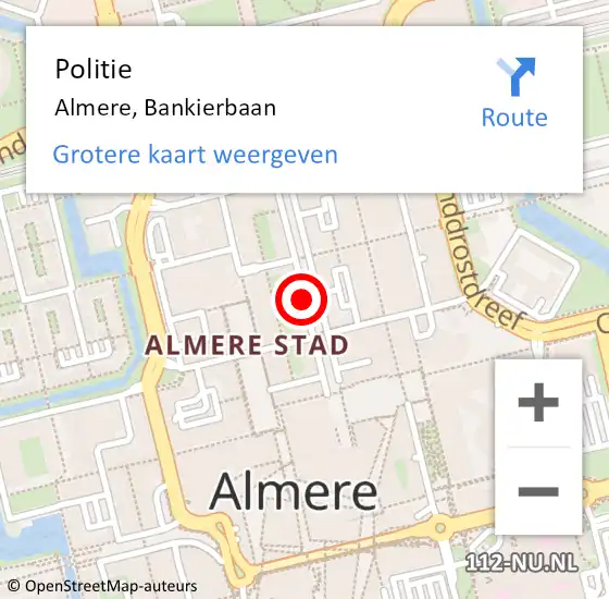 Locatie op kaart van de 112 melding: Politie Almere, Bankierbaan op 25 september 2018 15:23