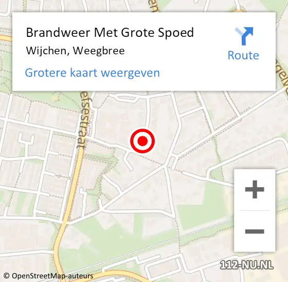 Locatie op kaart van de 112 melding: Brandweer Met Grote Spoed Naar Wijchen, Weegbree op 25 september 2018 16:04