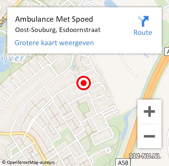 Locatie op kaart van de 112 melding: Ambulance Met Spoed Naar Oost-Souburg, Esdoornstraat op 25 september 2018 16:59