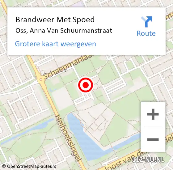 Locatie op kaart van de 112 melding: Brandweer Met Spoed Naar Oss, Anna Van Schuurmanstraat op 25 september 2018 17:00