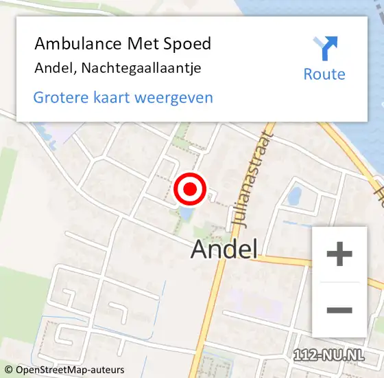 Locatie op kaart van de 112 melding: Ambulance Met Spoed Naar Andel, Nachtegaallaantje op 25 september 2018 18:09