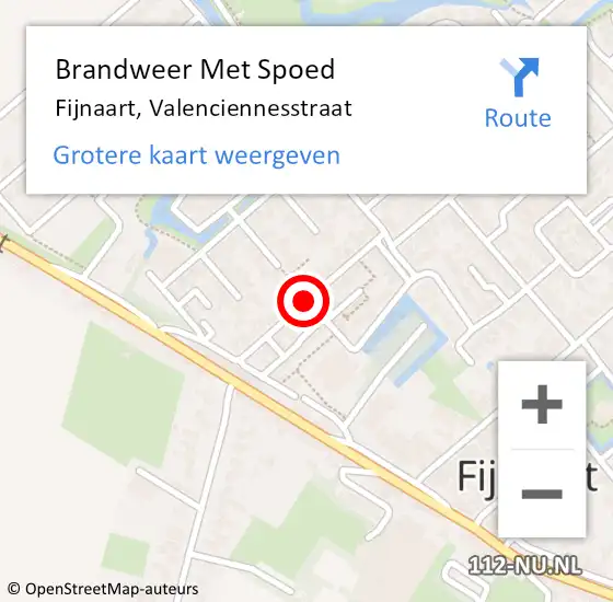 Locatie op kaart van de 112 melding: Brandweer Met Spoed Naar Fijnaart, Valenciennesstraat op 25 september 2018 19:23