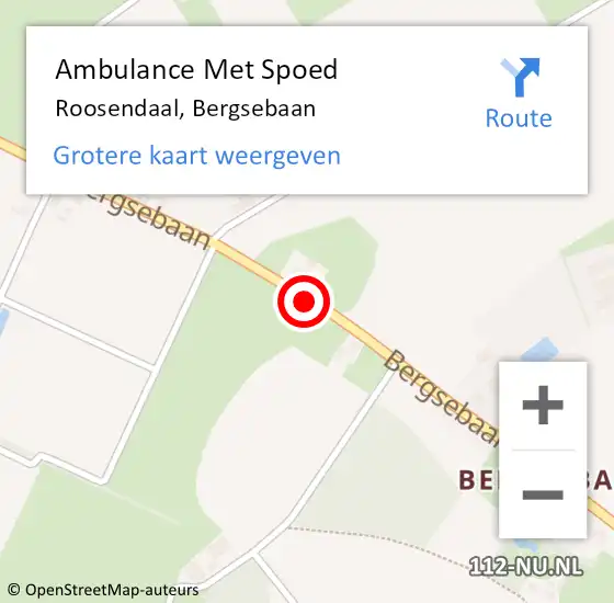 Locatie op kaart van de 112 melding: Ambulance Met Spoed Naar Roosendaal, Bergsebaan op 25 september 2018 19:52