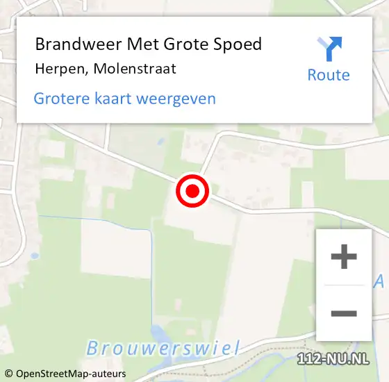 Locatie op kaart van de 112 melding: Brandweer Met Grote Spoed Naar Herpen, Molenstraat op 25 september 2018 19:53