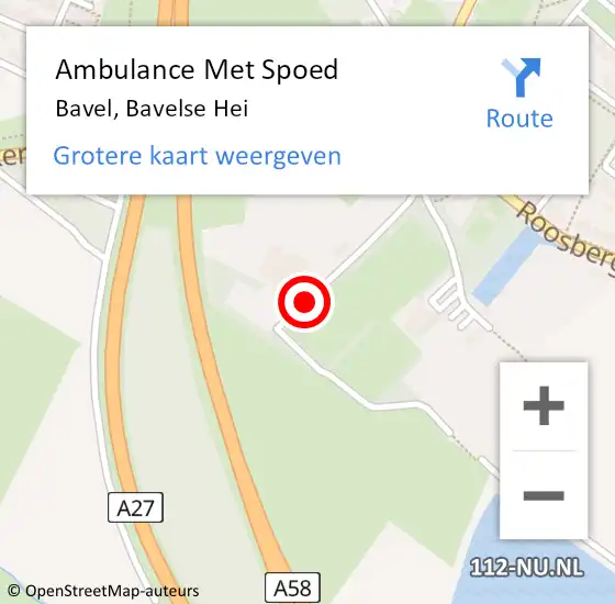 Locatie op kaart van de 112 melding: Ambulance Met Spoed Naar Bavel, Bavelse Hei op 25 september 2018 21:08