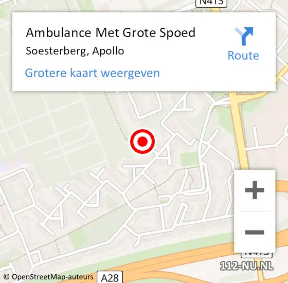 Locatie op kaart van de 112 melding: Ambulance Met Grote Spoed Naar Soesterberg, Apollo op 25 september 2018 21:54