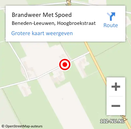 Locatie op kaart van de 112 melding: Brandweer Met Spoed Naar Beneden-Leeuwen, Hoogbroekstraat op 25 september 2018 22:08