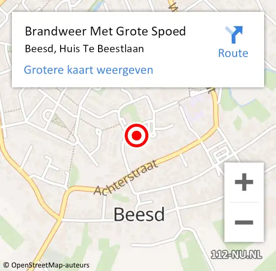 Locatie op kaart van de 112 melding: Brandweer Met Grote Spoed Naar Beesd, Huis Te Beestlaan op 25 september 2018 22:21