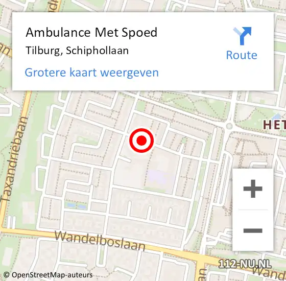 Locatie op kaart van de 112 melding: Ambulance Met Spoed Naar Tilburg, Schiphollaan op 25 september 2018 23:28