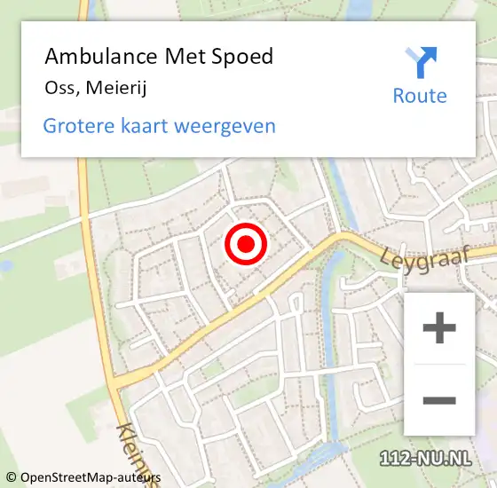 Locatie op kaart van de 112 melding: Ambulance Met Spoed Naar Oss, Meierij op 25 september 2018 23:28