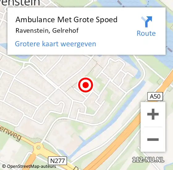 Locatie op kaart van de 112 melding: Ambulance Met Grote Spoed Naar Ravenstein, Gelrehof op 25 september 2018 23:41