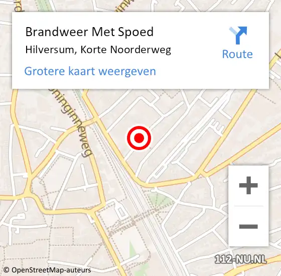 Locatie op kaart van de 112 melding: Brandweer Met Spoed Naar Hilversum, Korte Noorderweg op 26 september 2018 05:03