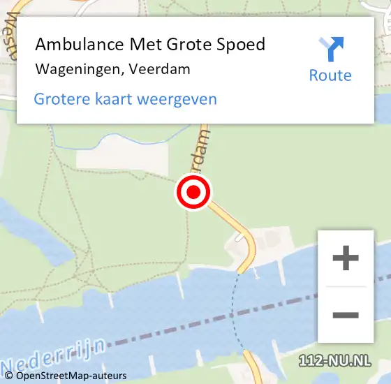 Locatie op kaart van de 112 melding: Ambulance Met Grote Spoed Naar Wageningen, Veerdam op 26 september 2018 05:12