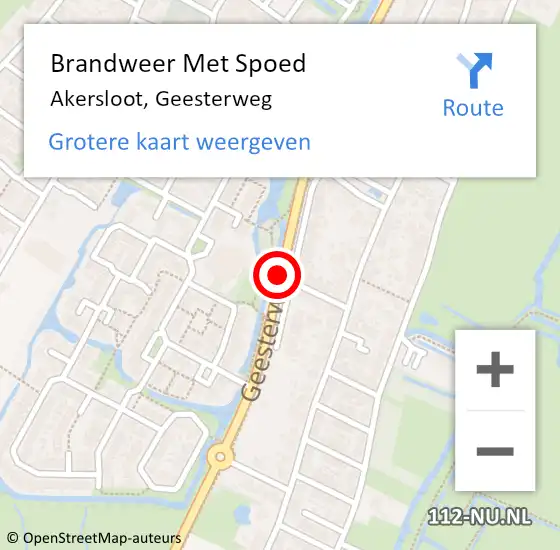 Locatie op kaart van de 112 melding: Brandweer Met Spoed Naar Akersloot, Geesterweg op 26 september 2018 07:45