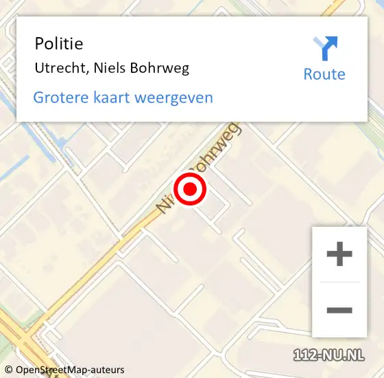 Locatie op kaart van de 112 melding: Politie Utrecht, Niels Bohrweg op 26 september 2018 07:57