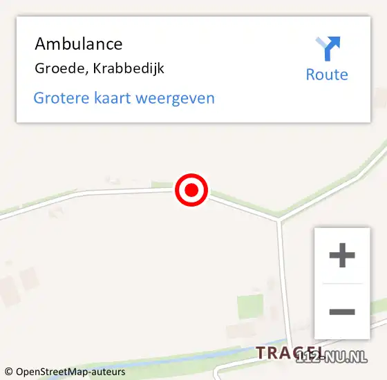 Locatie op kaart van de 112 melding: Ambulance Groede, Krabbedijk op 26 september 2018 08:02