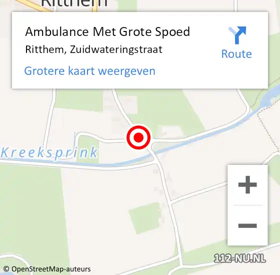 Locatie op kaart van de 112 melding: Ambulance Met Grote Spoed Naar Ritthem, Zuidwateringstraat op 26 september 2018 09:12